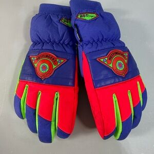 Vintage Hotfingers Insulated Waterproof Winter Ski Gloves 80s Colorful Ladies‎ L